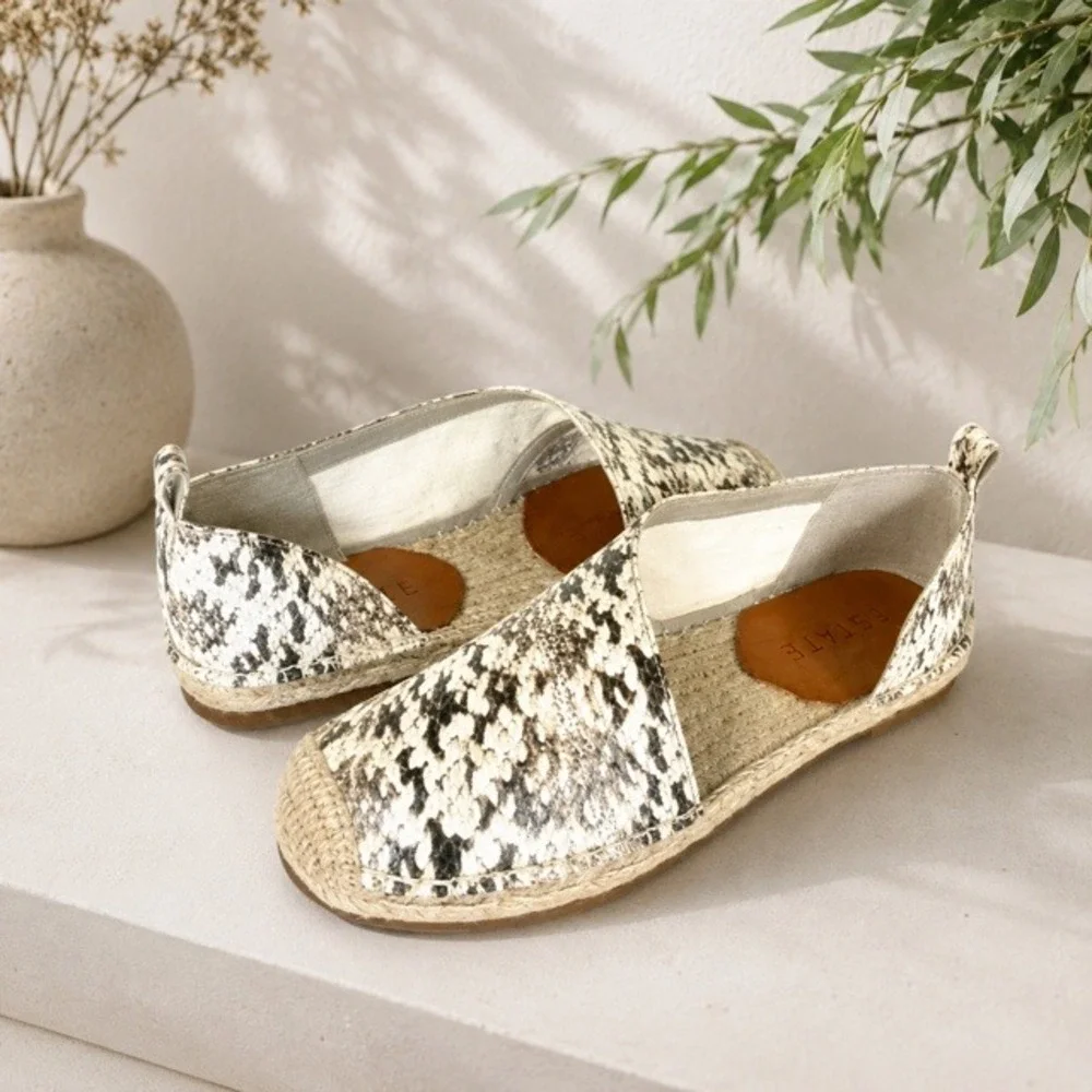 1.STATE Dela Roccia Leather D'Orsay Espadrille Flats Snake Embossed Sz 6